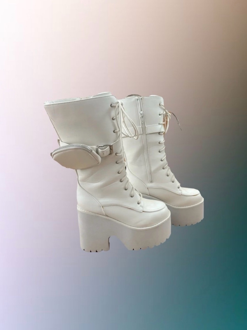 White Platform Boots - Women’s Size 10 W